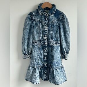 River Island Denim Dress Faded Blue Acid-Wash
